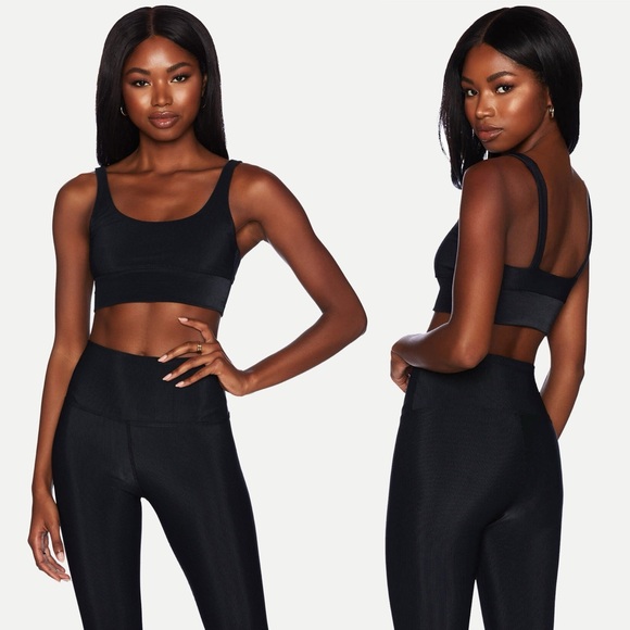 Beach Riot Sport Leah Top Black Swimsuit Sports Bra Ribbed XS $78 - Picture 2 of 11